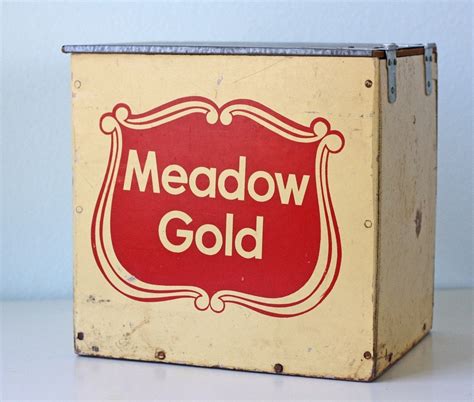 meadow gold metal milk box|Vtg Meadow Gold Milk Porch Milk Box Galvanized metal With 5 .